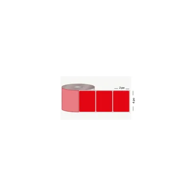 T.T. 4" x 2", 1 in. core, 650 labels, permanent adhesive, red, perforated
