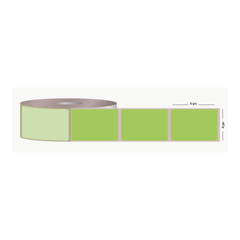 T.T. 4" x 6", 3 in. core, 1000 labels, permanent adhesive, green, perforated (ref. 1190V)