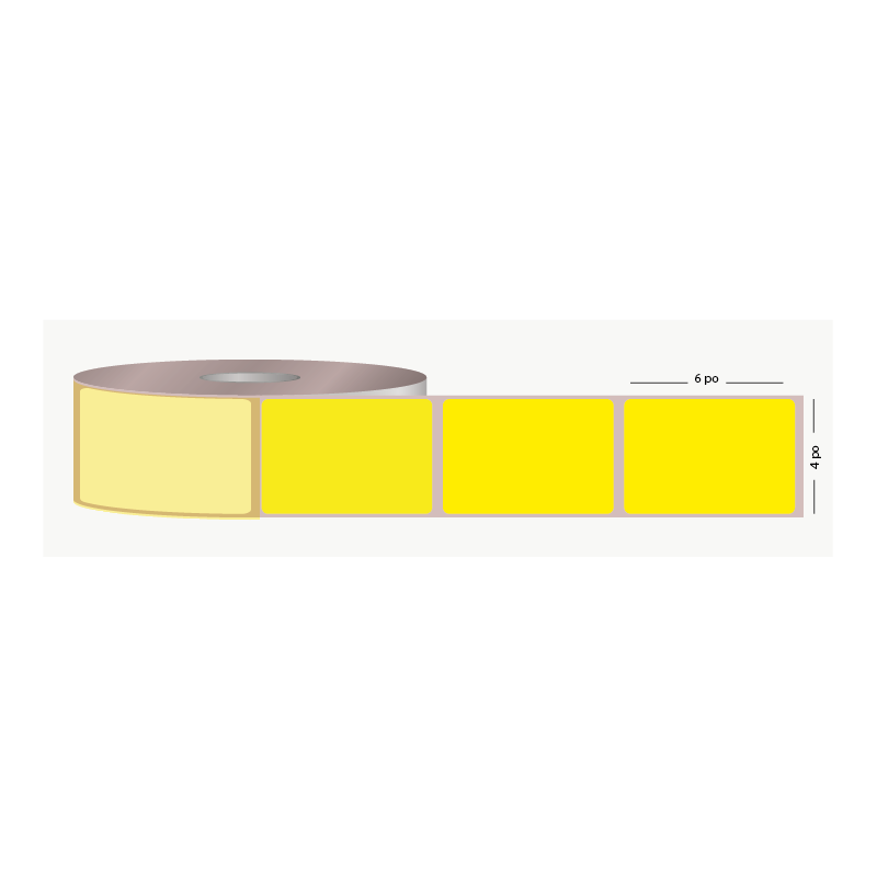 T.T. 4" x 6", 3 in. core, 1000 labels, permanent adhesive, yellow, perforated (ref. 1190JAUNE)