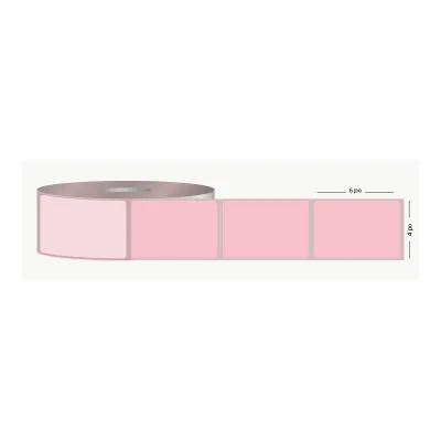 T.T. 4" x 6", 3 in. core, 1000 labels, permanent adhesive, pink, perforated