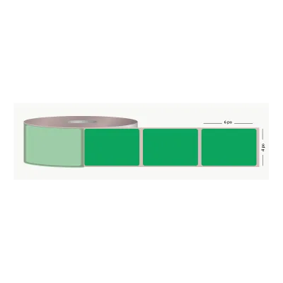 T.T. 4" x 6", 3 in. core, 1000 labels, permanent adhesive, forest green, perforated