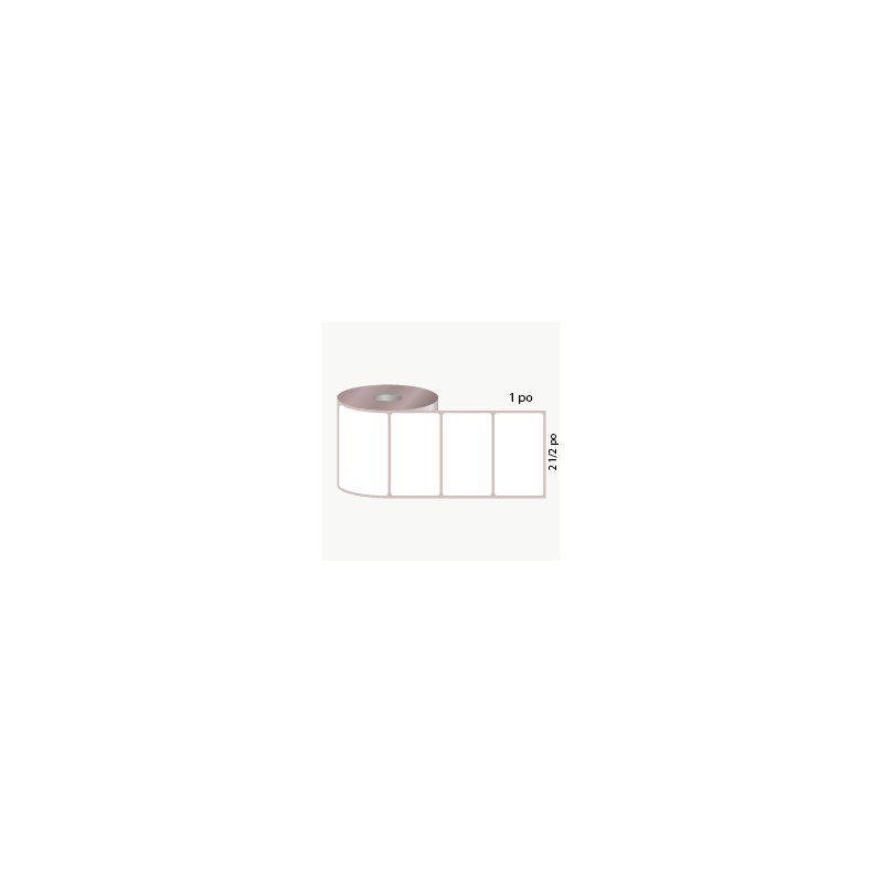 T.T. 2 1/2" x 1", 3 in. core, 2000 labels, removable adhesive, perforated