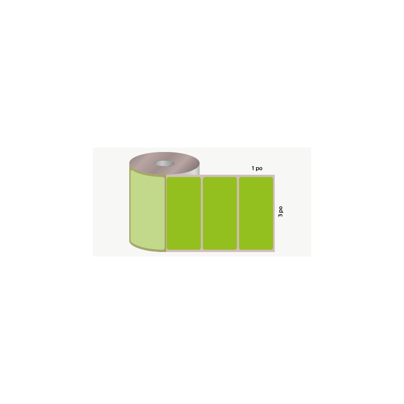 T.T. 3" x 1", 3 in. core, 1000 labels, permanent adhesive, fluorescent green