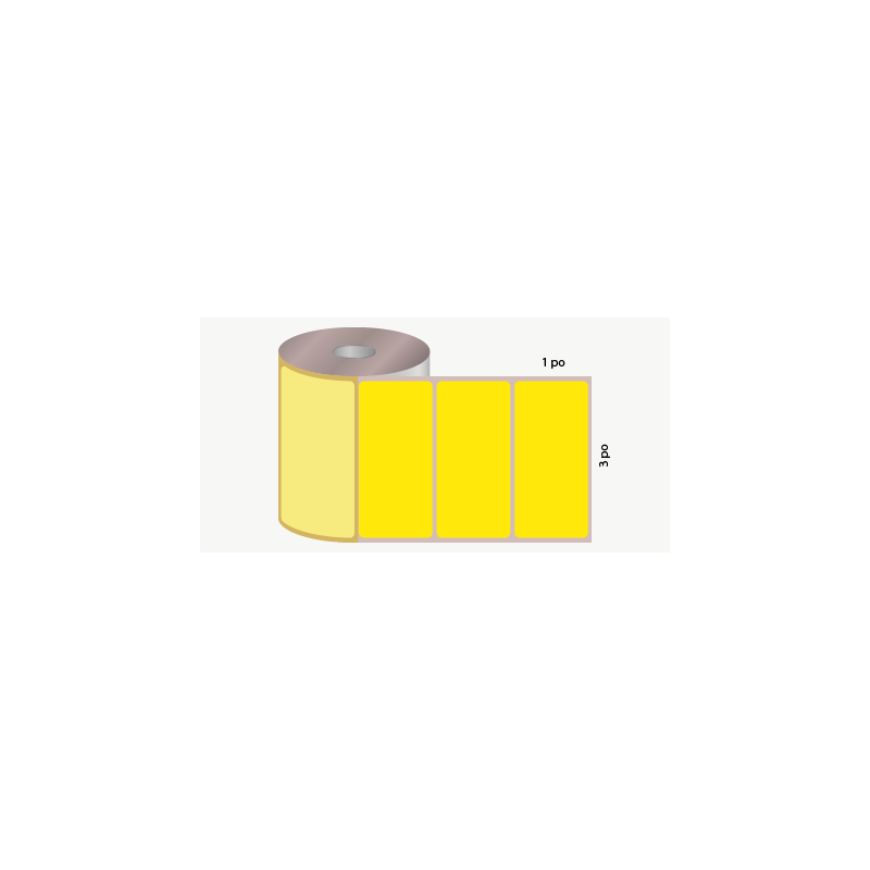 T.T. 3" x 1", 3 in. core, 1000 labels, permanent adhesive, fluorescent yellow