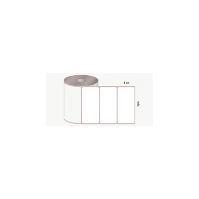 D.T. 3" x 1", 1 1/2 in. core, 1000 labels, permanent adhesive, perforated
