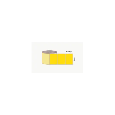 D.T. 2" x 1 1/4", 1 1/2 in. core, 2250 labels, hot melt adhesive, yellow, perforated