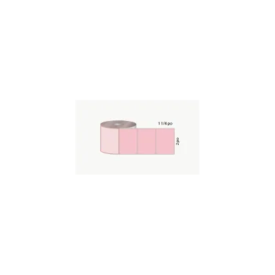 D.T. 2" x 1 1/4", 3 in. core, 5000 labels, special adhesive, pink, perforated