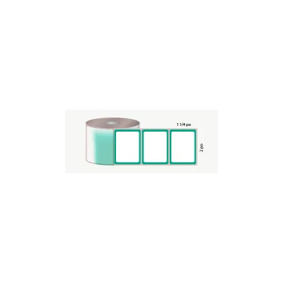 D.T. 2" x 1 1/4", 1 in. core, 1000 labels, for test tubes adhesive, white with green outline, perforated