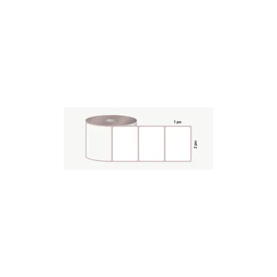 D.T. 2" x 1", 1 in. core, 2500 labels, hot melt adhesive, white
