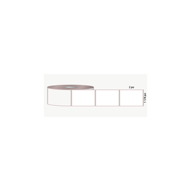 T.T. 1 1/4" x 2", 1 in. core, white, not perforated (ref. 3027)
