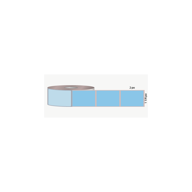 T.T. 1 1/4" x 2", 1 in. core, blue, not perforated