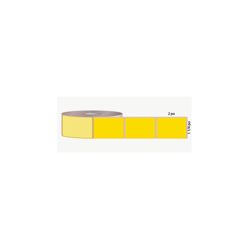 T.T. 1 1/4" x 2", 1 in. core, yellow, not perforated