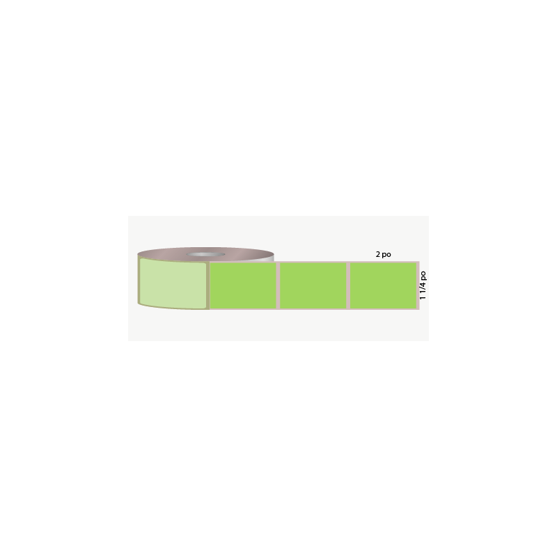T.T. 1 1/4" x 2", 1 in. core, pale green, not perforated