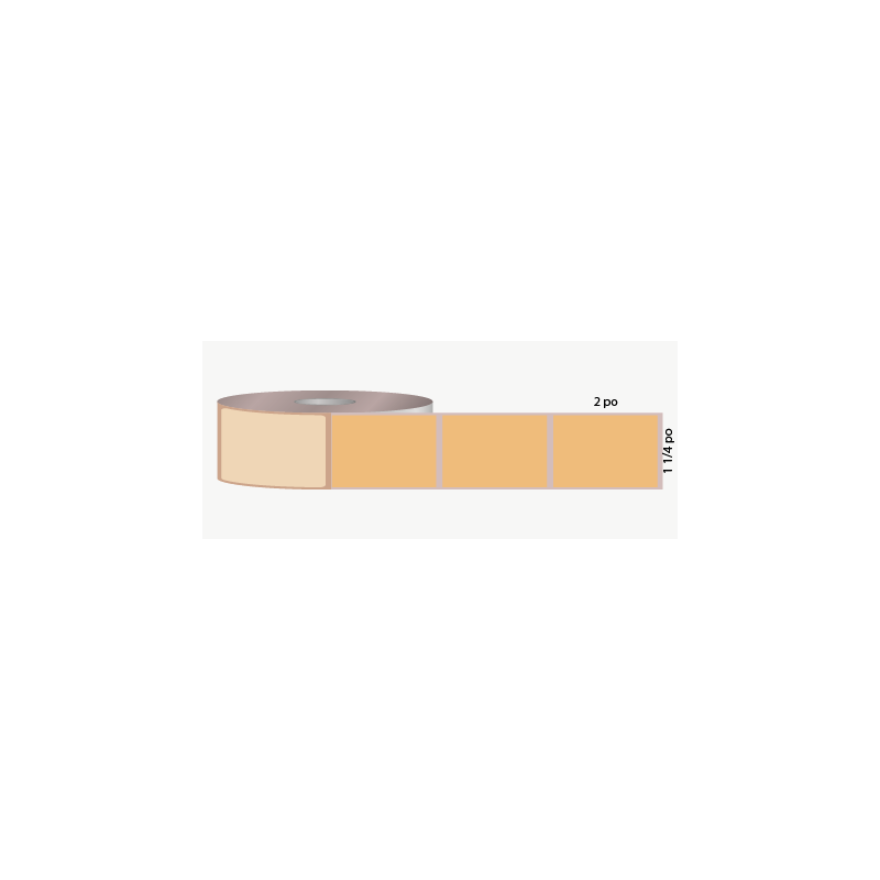 T.T. 1 1/4" x 2", 1 in. core, salmon, not perforated
