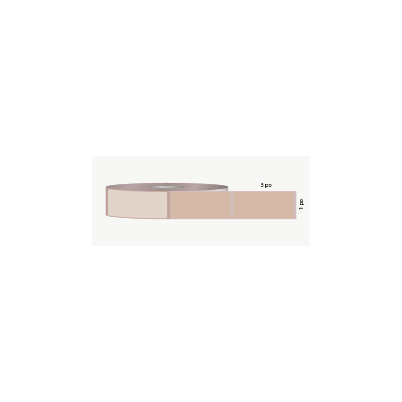T.T. 1" x 3", permanent adhesive, beige