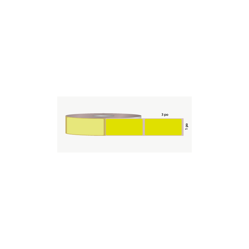 T.T. 1 x 3 po, adhésif permanent, jaune fluo