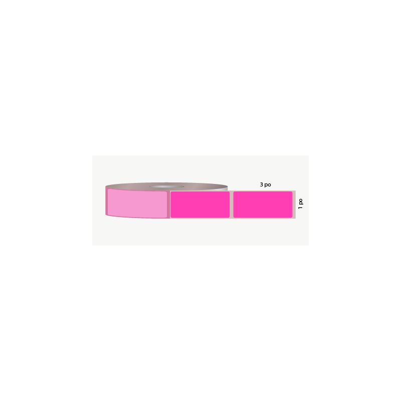 T.T. 1" x 3", permanent adhesive, neon pink