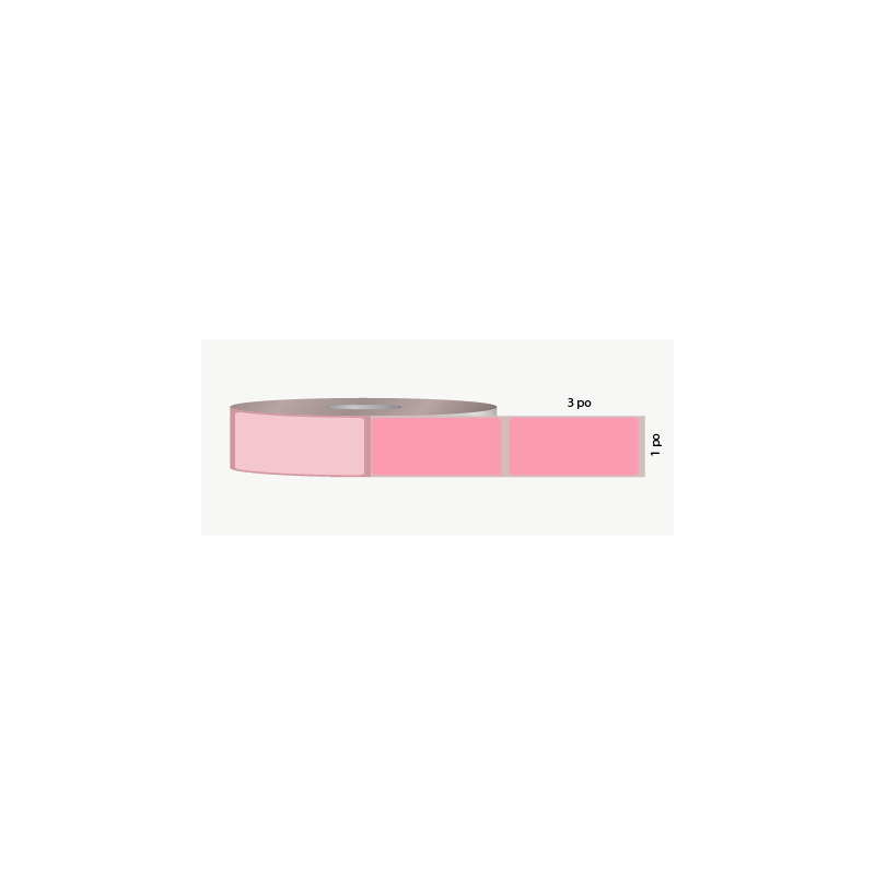 T.T. 1" x 3", permanent adhesive, pink