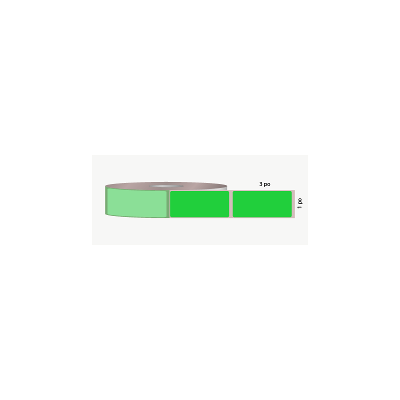 T.T. 1 x 3 po, adhésif permanent, vert fluo