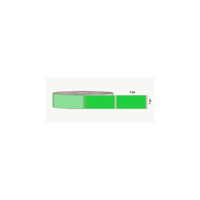 T.T. 1" x 3", permanent adhesive, fluorescent green