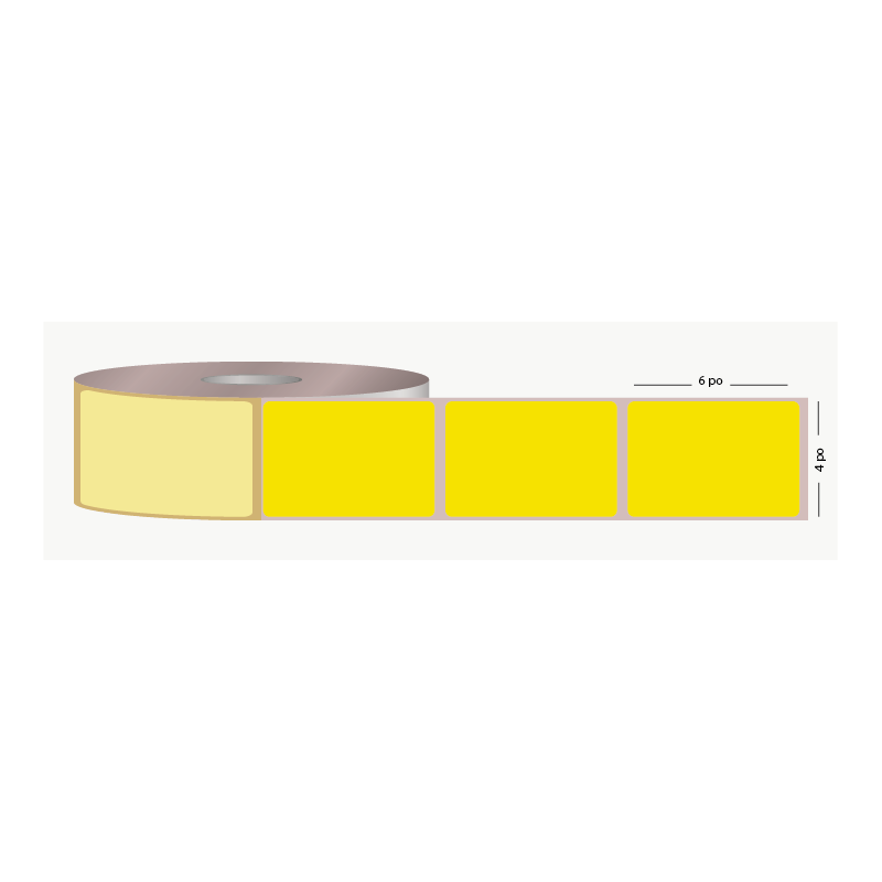 T.T. 4" x 6", 3 in. core, 1000 labels, permanent adhesive, yellow, perforated (ref. 1190J102)