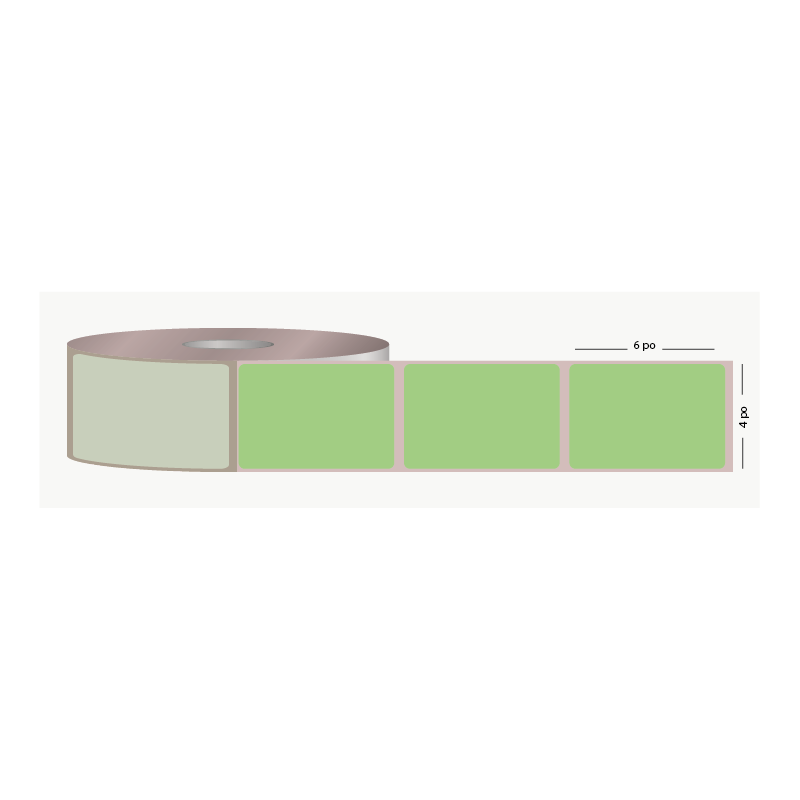 T.T. 4" x 6", 3 in. core, 1000 labels, permanent adhesive, green, perforated (ref. 1190V359)