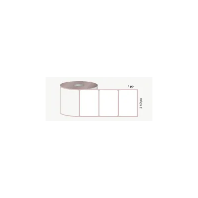 T.T. 2 1/2" x 1", 3 in. core, 6000 labels, permanent adhesive, white, perforated