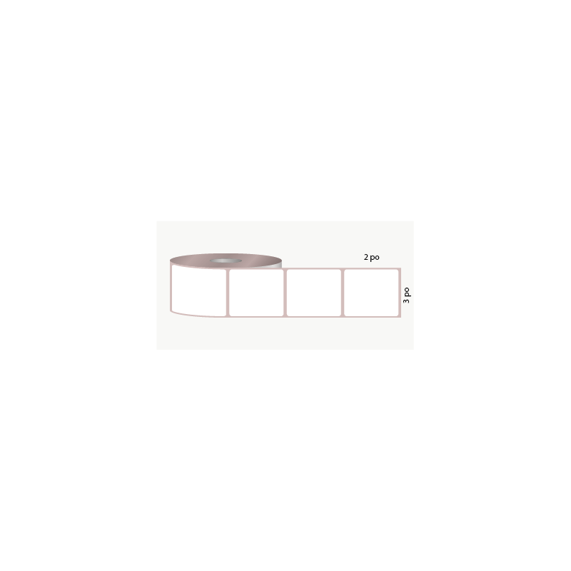 T.T. 3" x 2", 3 in. core, 3000 labels, white, perforated