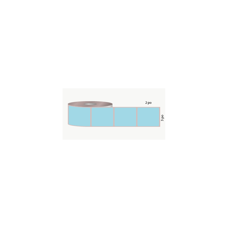 T.T. 3" x 2", 3 in. core, 3000 labels, blue, perforated