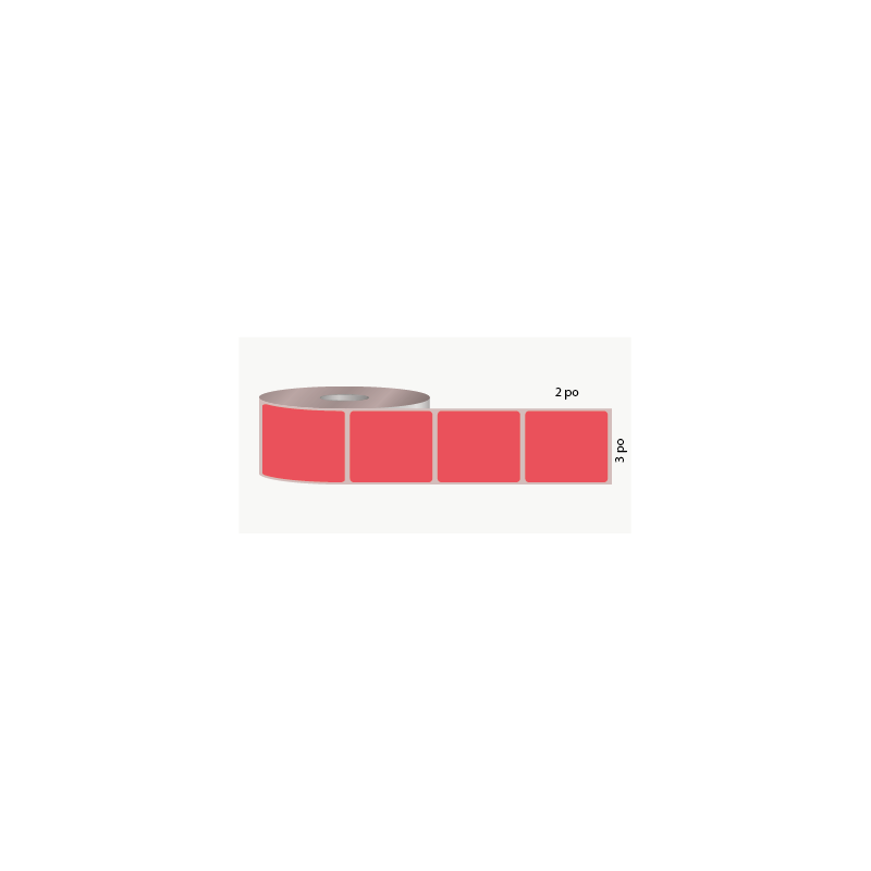 T.T. 3" x 2", 3 in. core, 3000 labels, red, perforated