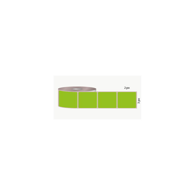 T.T. 3" x 2", 3 in. core, 3000 labels, green, perforated