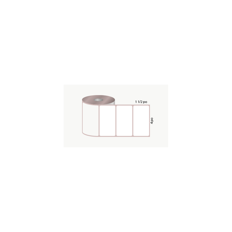 D.T. 4" x 1 1/2", 3 in. core, 1000 labels, permanent adhesive